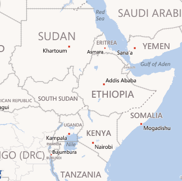 Bing Map of Ehiopia